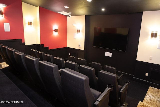 648 Village Park Dr Unit 203, Wilmington, NC 28405 - cinema room featuring a wainscoted wall, recessed lighting, and carpet floors