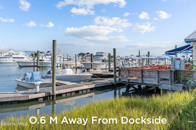 view of dock featuring a water view