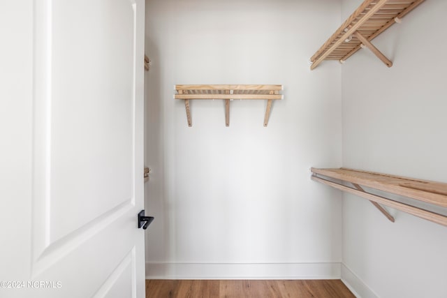 walk in closet featuring wood-type flooring