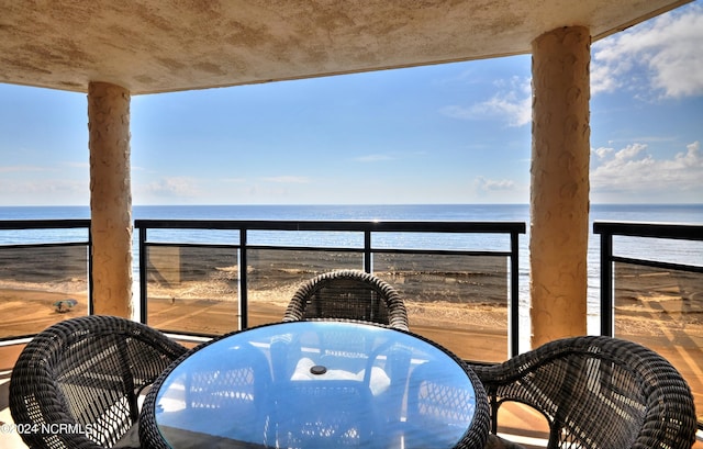 balcony with a water view