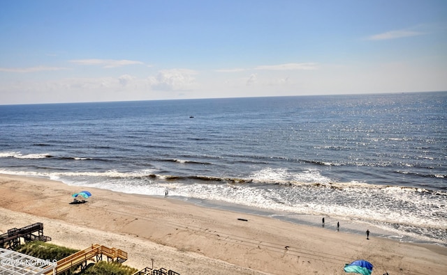 view of water feature featuring a view of the beach