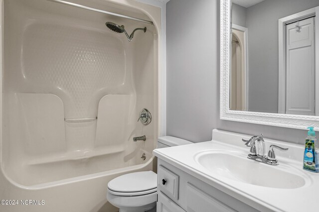 full bathroom with vanity, toilet, and shower / bathing tub combination