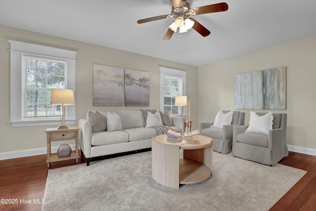204 Van Riggs Rd, Hubert, NC 28539 - living room featuring wood finished floors and ceiling fan