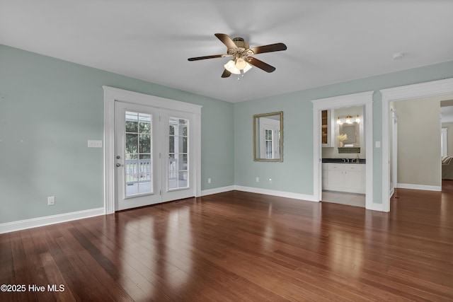 204 Van Riggs Rd, Hubert, NC 28539 - unfurnished living room featuring ceiling fan and wood finished floors