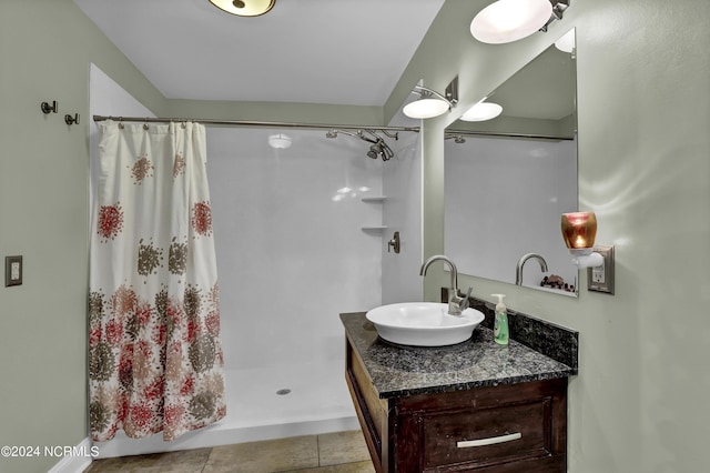 bathroom with vanity and a shower with curtain