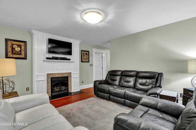 living room with hardwood / wood-style floors