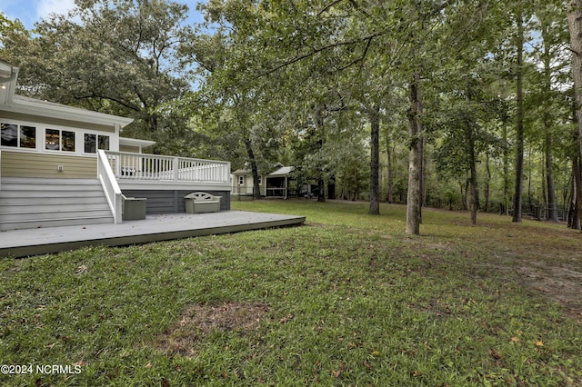 view of yard featuring a deck