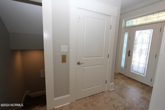 entryway with ornamental molding