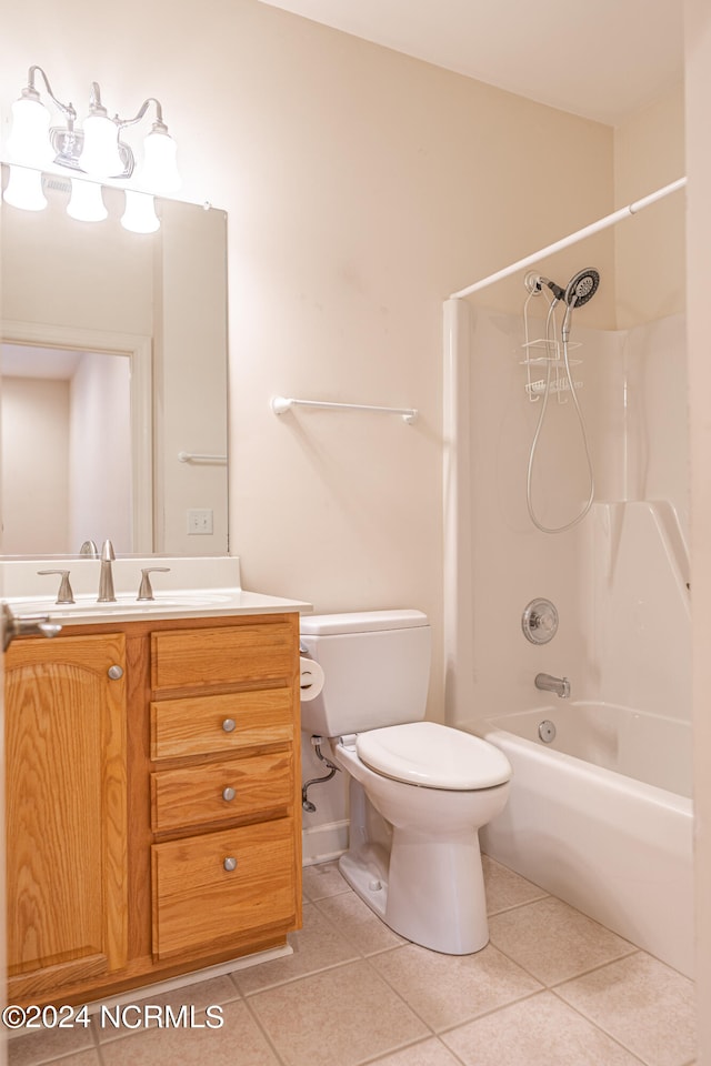 full bathroom with tile patterned flooring, vanity, toilet, and shower / bath combination