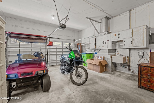 garage featuring a garage door opener and sink