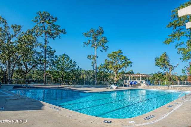 view of pool featuring a patio