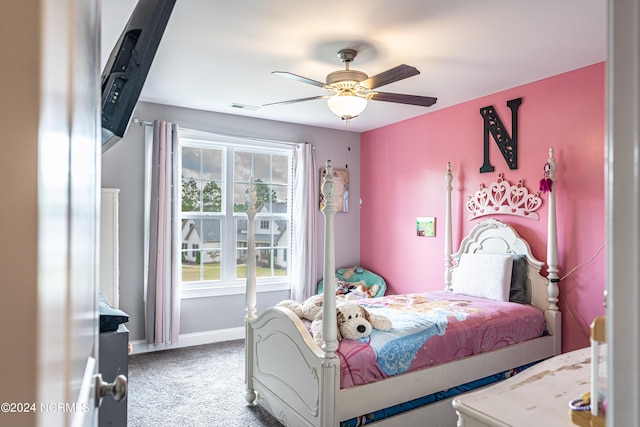 6 Eagle Dr, Foxfire Village, NC 27281 - bedroom featuring carpet, visible vents, baseboards, and a ceiling fan