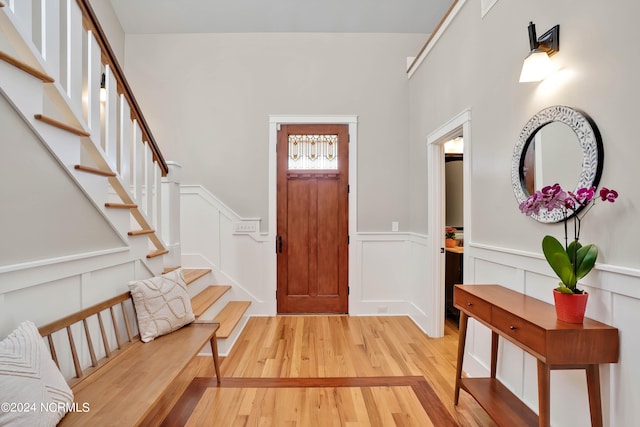 entrance foyer with light hardwood / wood-style flooring