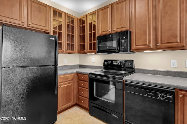 kitchen with black appliances