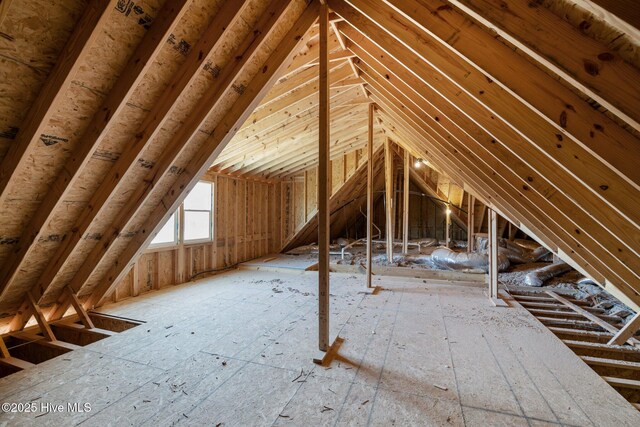 view of unfinished attic