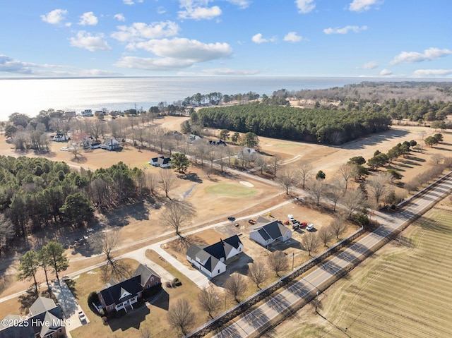 bird's eye view with a rural view and a water view