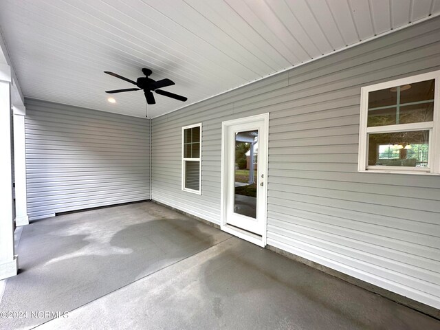 view of patio / terrace featuring ceiling fan