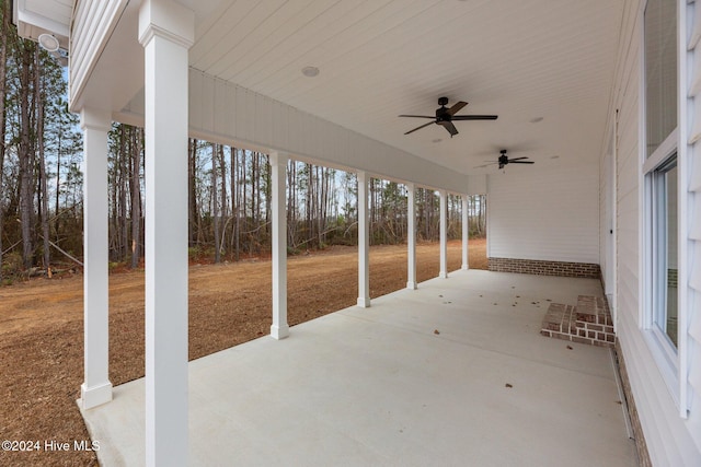 view of patio with ceiling fan