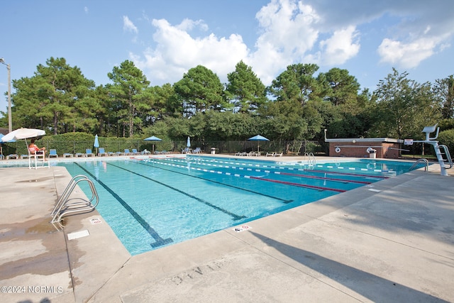 view of pool featuring a patio area