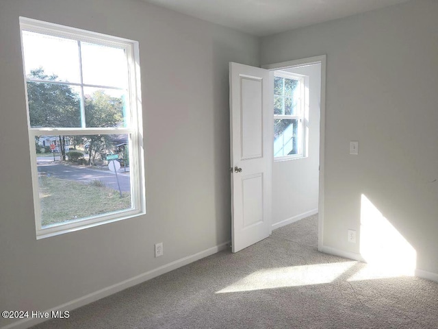 carpeted empty room featuring a wealth of natural light