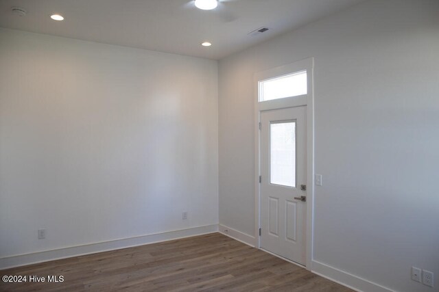 entrance foyer with hardwood / wood-style flooring