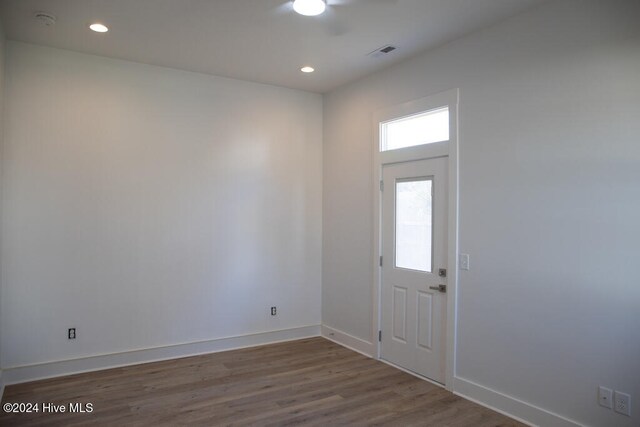 foyer featuring wood-type flooring