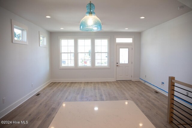 entryway with a healthy amount of sunlight and wood-type flooring