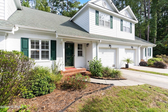 view of property with a garage