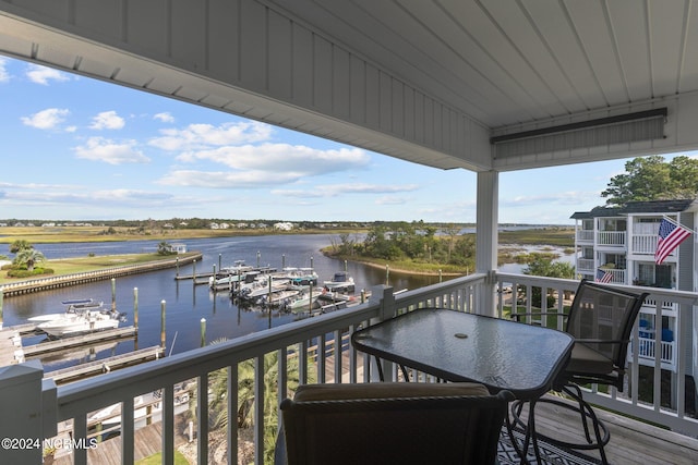 balcony with a water view