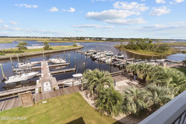 water view with a boat dock