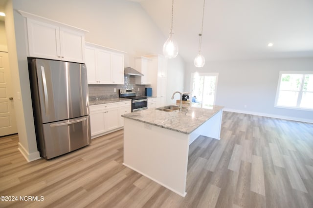 kitchen featuring white cabinets, appliances with stainless steel finishes, plenty of natural light, and sink