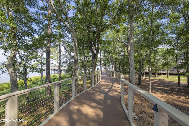 view of home's community with a water view