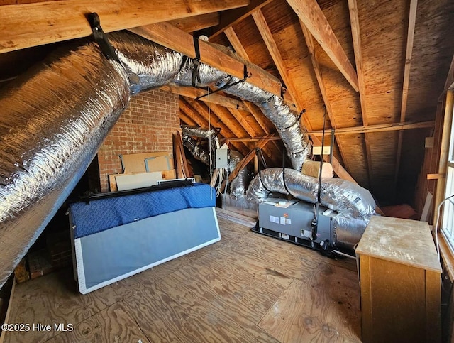 view of unfinished attic