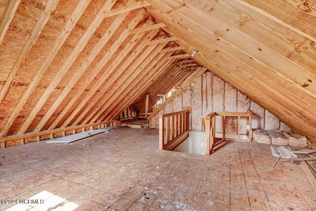 view of unfinished attic