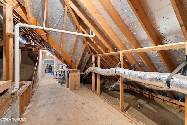 view of unfinished attic