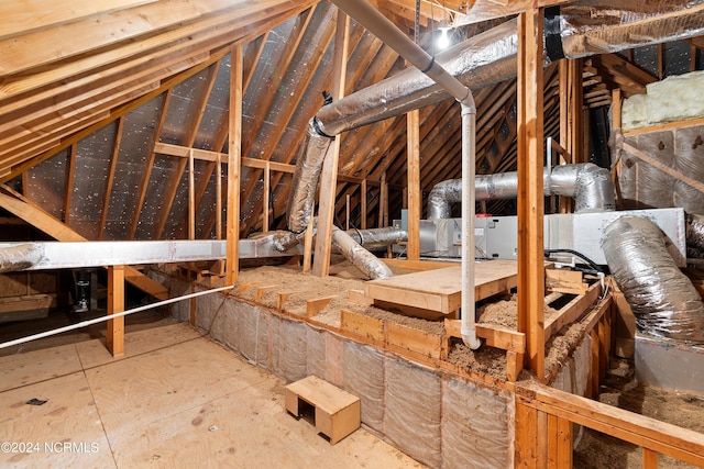 view of unfinished attic