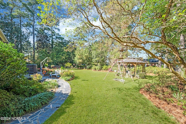 view of yard featuring a gazebo