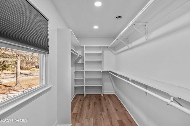 walk in closet featuring light hardwood / wood-style floors