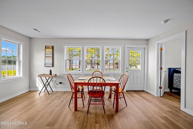 dining room with light wood-type flooring