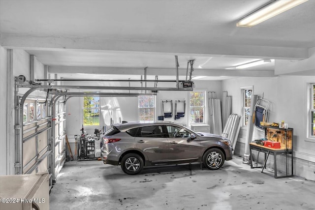 garage with a garage door opener