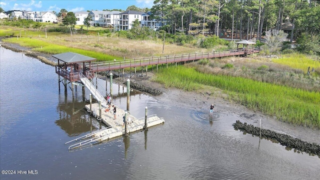 dock area featuring a water view