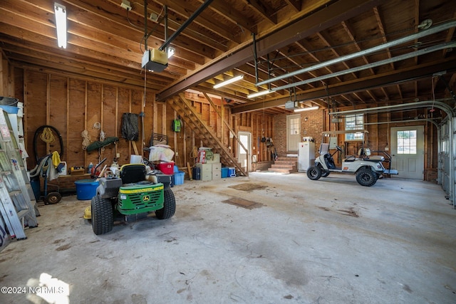 garage with a garage door opener