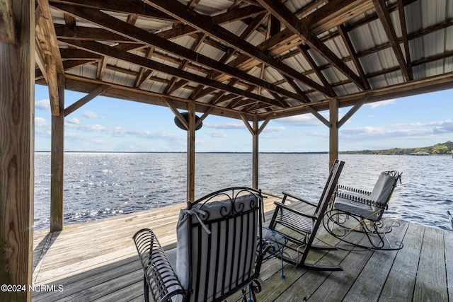 dock area with a water view