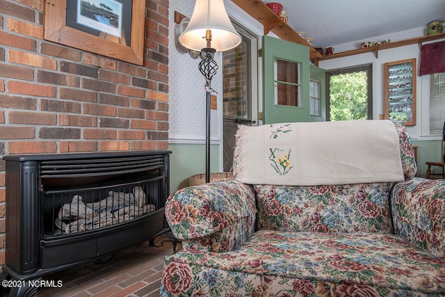 interior space with a fireplace