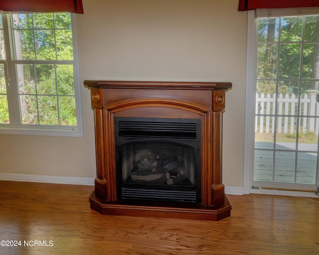 details with hardwood / wood-style flooring