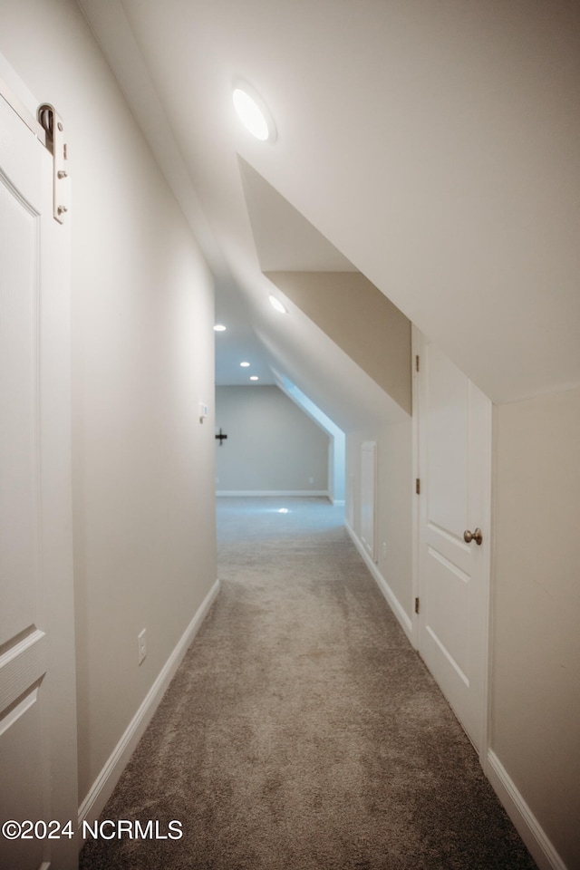 additional living space with carpet floors and vaulted ceiling