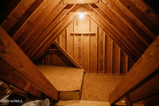 view of unfinished attic