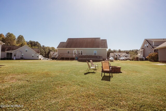 view of yard featuring a deck