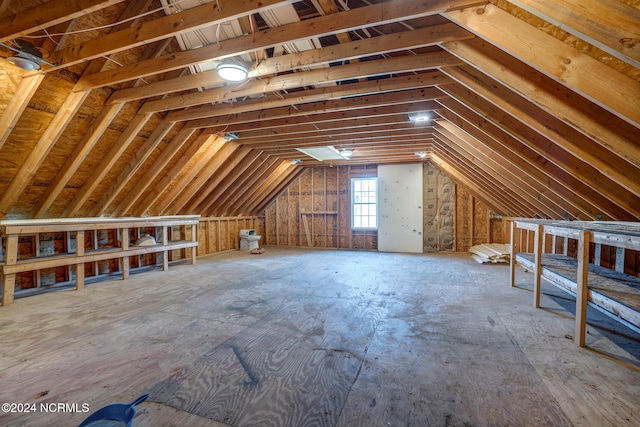 view of unfinished attic