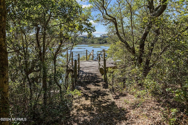 dock area featuring a water view